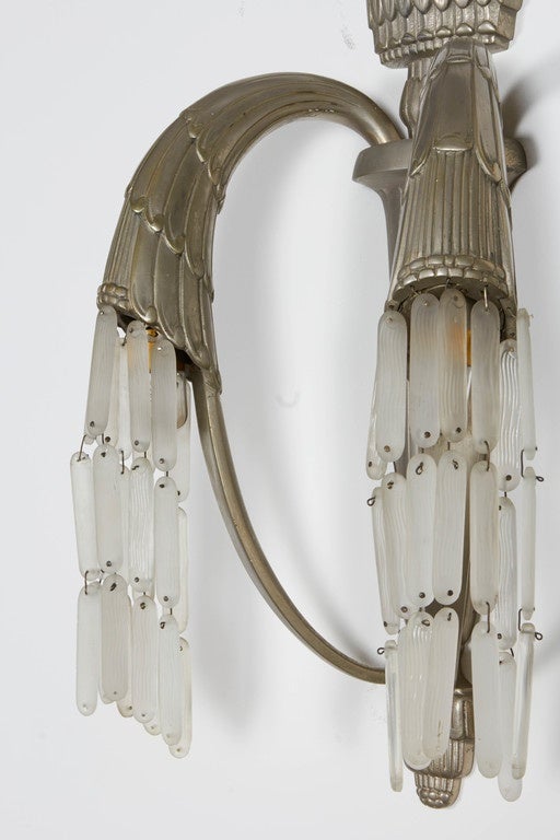 Frosted Art Deco Wall Sconces by Simonet