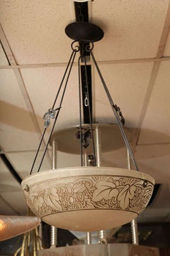 French Art Deco Enamelled Chandelier