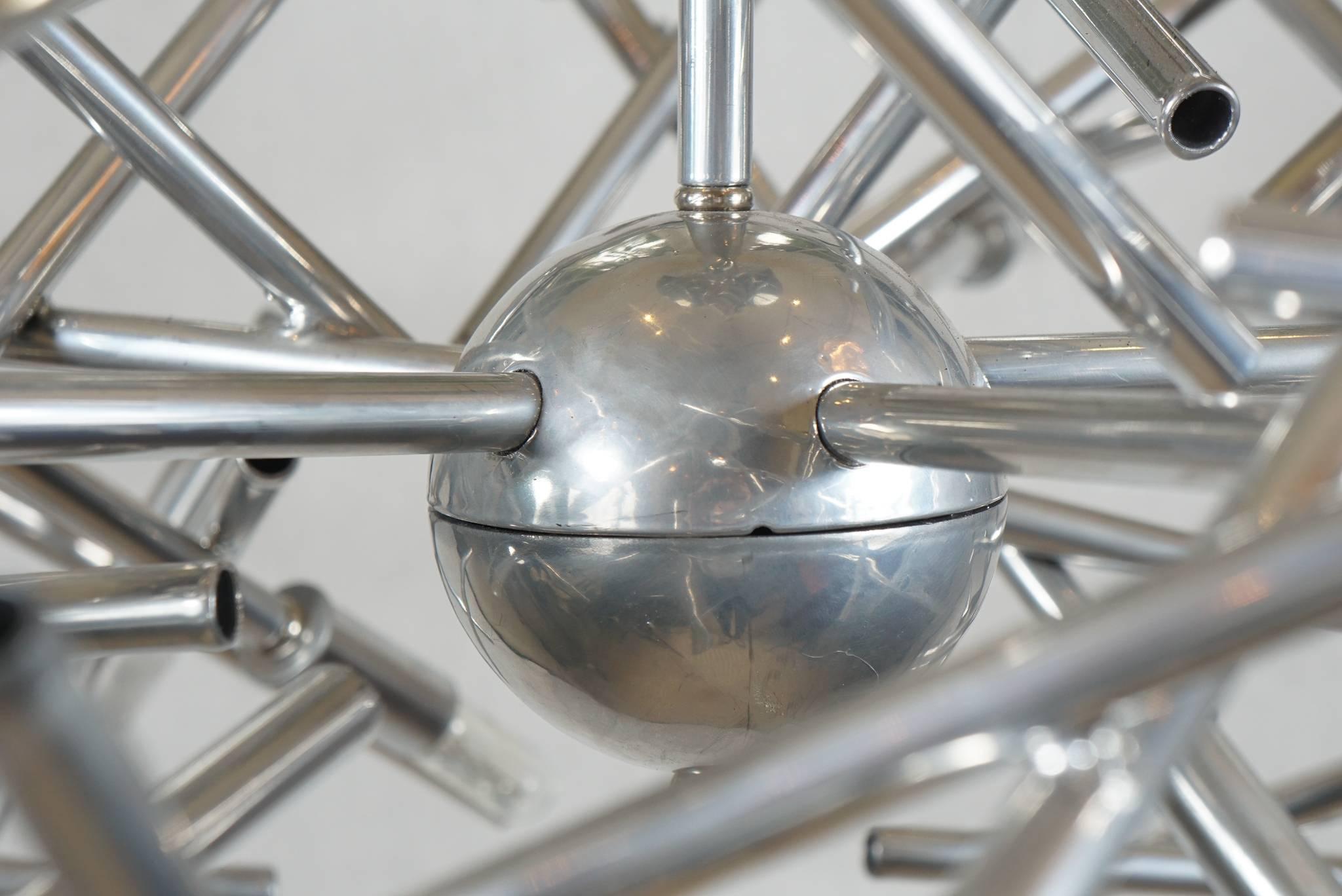 Contemporary Custom Angular Momentum Chandelier with a Polished Nickel Finish by Lou Blass For Sale