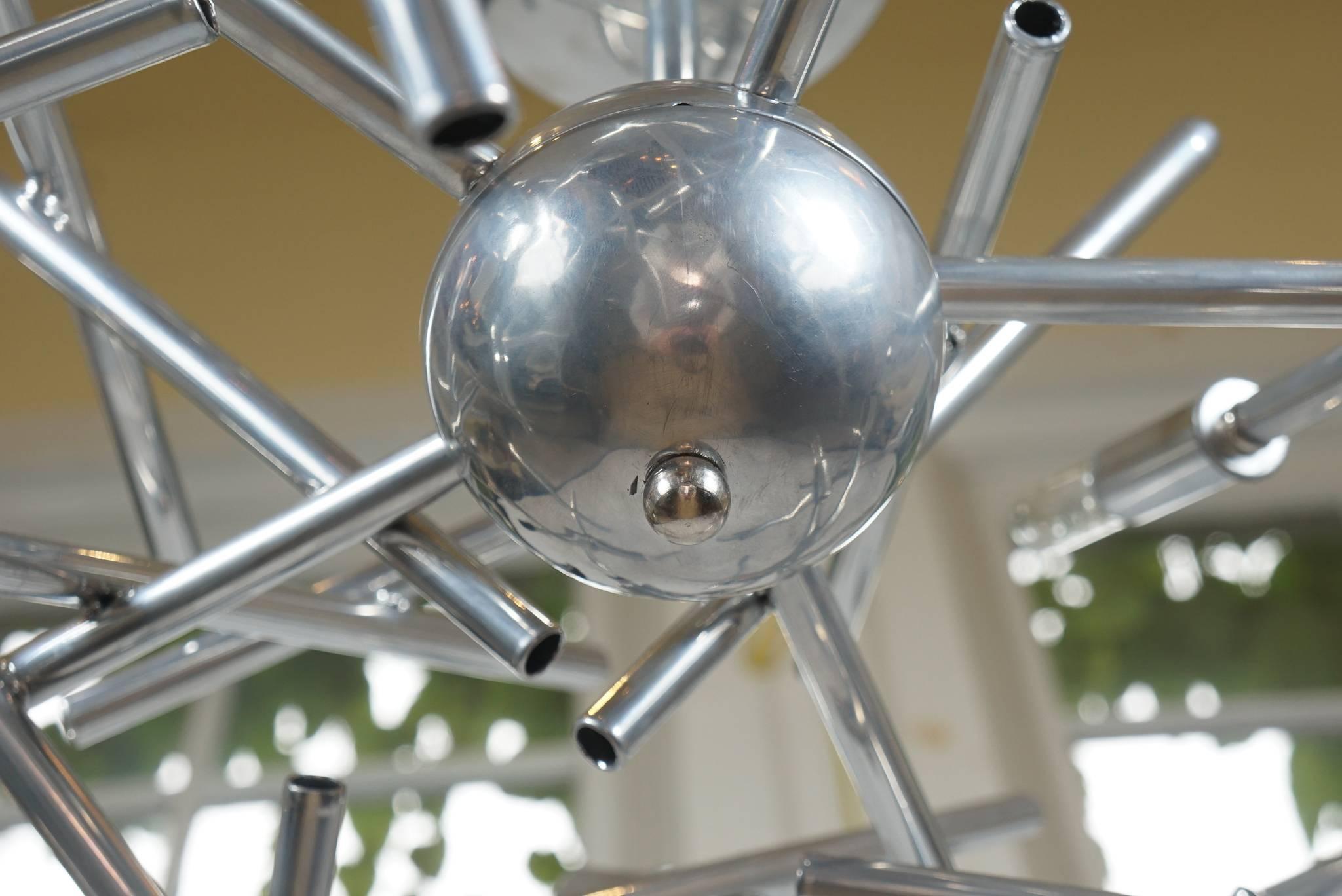 Custom Angular Momentum Chandelier with a Polished Nickel Finish by Lou Blass For Sale 2