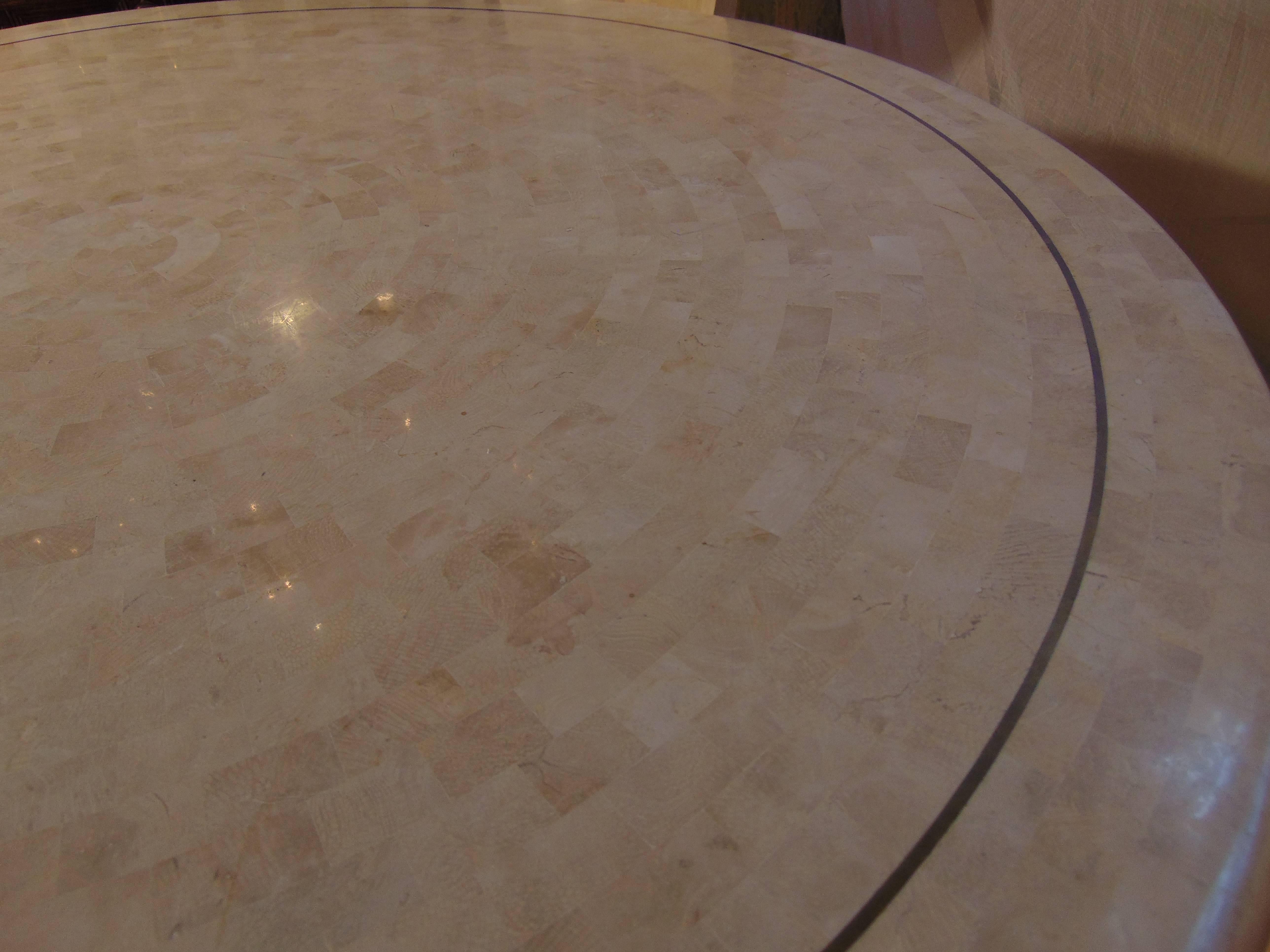 American Tessellated Marble Dining Table and Four Chairs by Maitland Smith