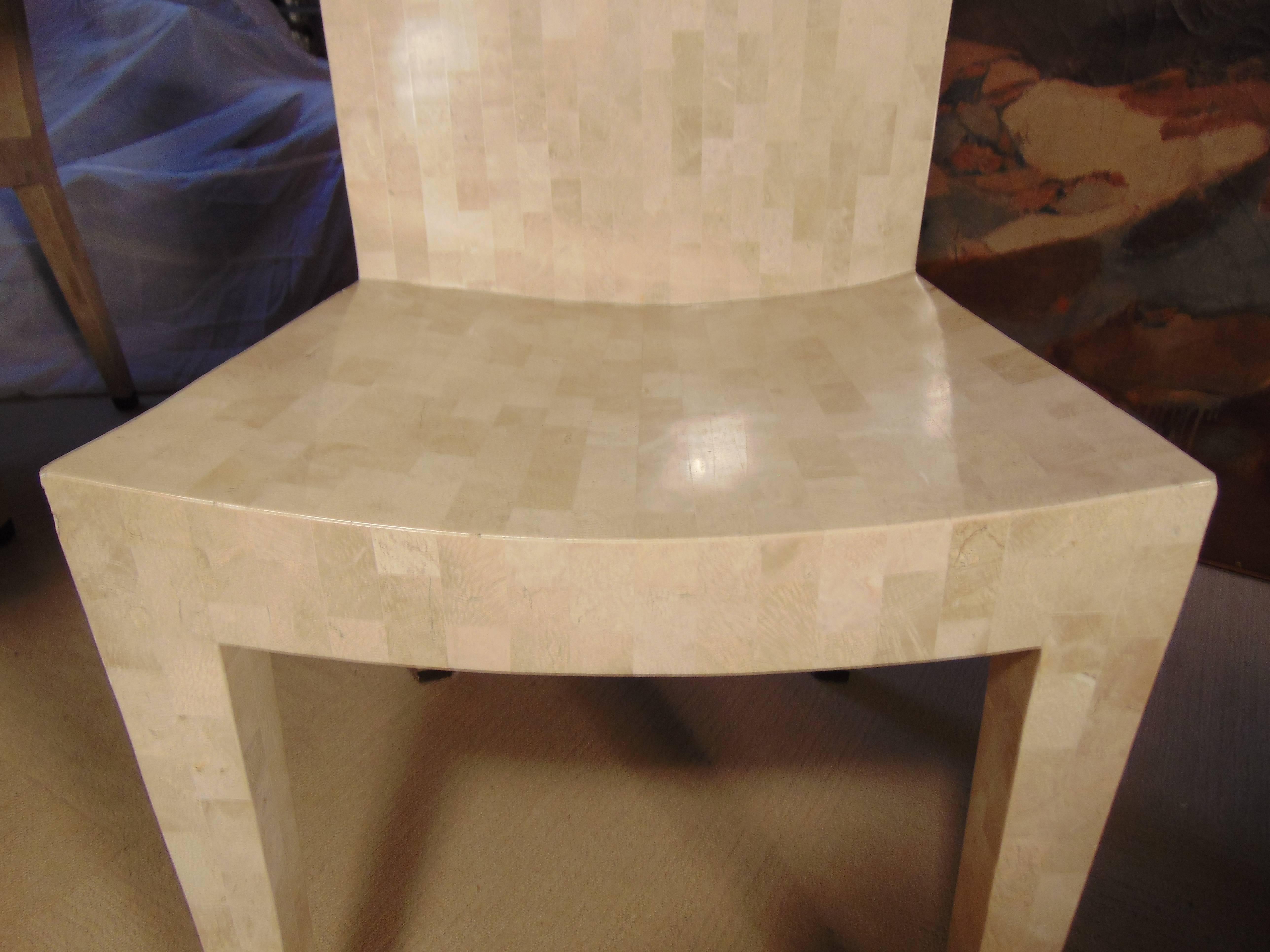 Tessellated Marble Dining Table and Four Chairs by Maitland Smith 1