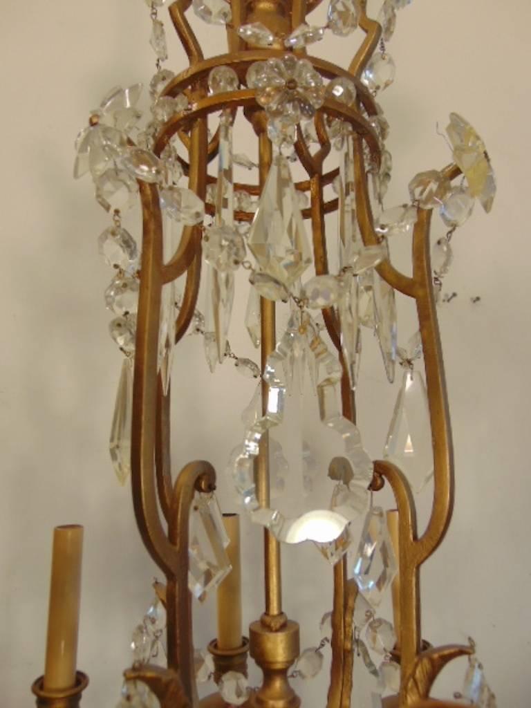 Empire Revival Bronze and Crystal Chandelier