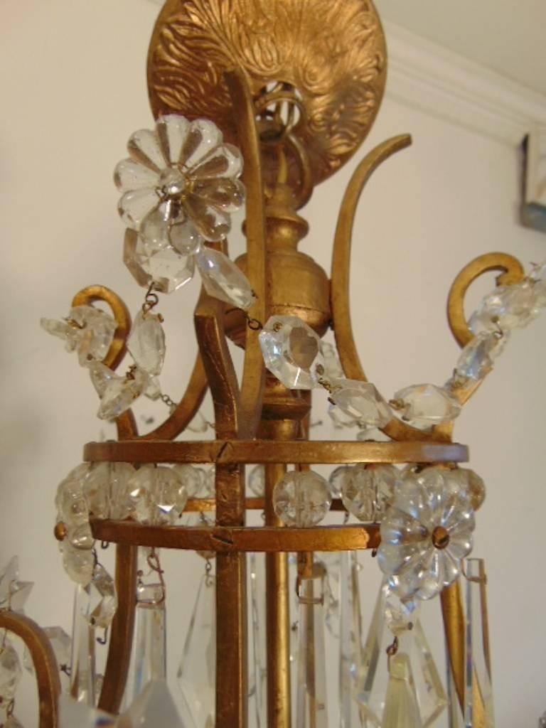19th Century Bronze and Crystal Chandelier