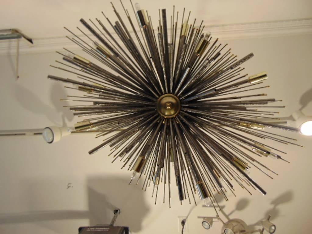 Mid-Century Modern Oblique Supernova in Textured Steel, hand made in America, by Lou Blass For Sale