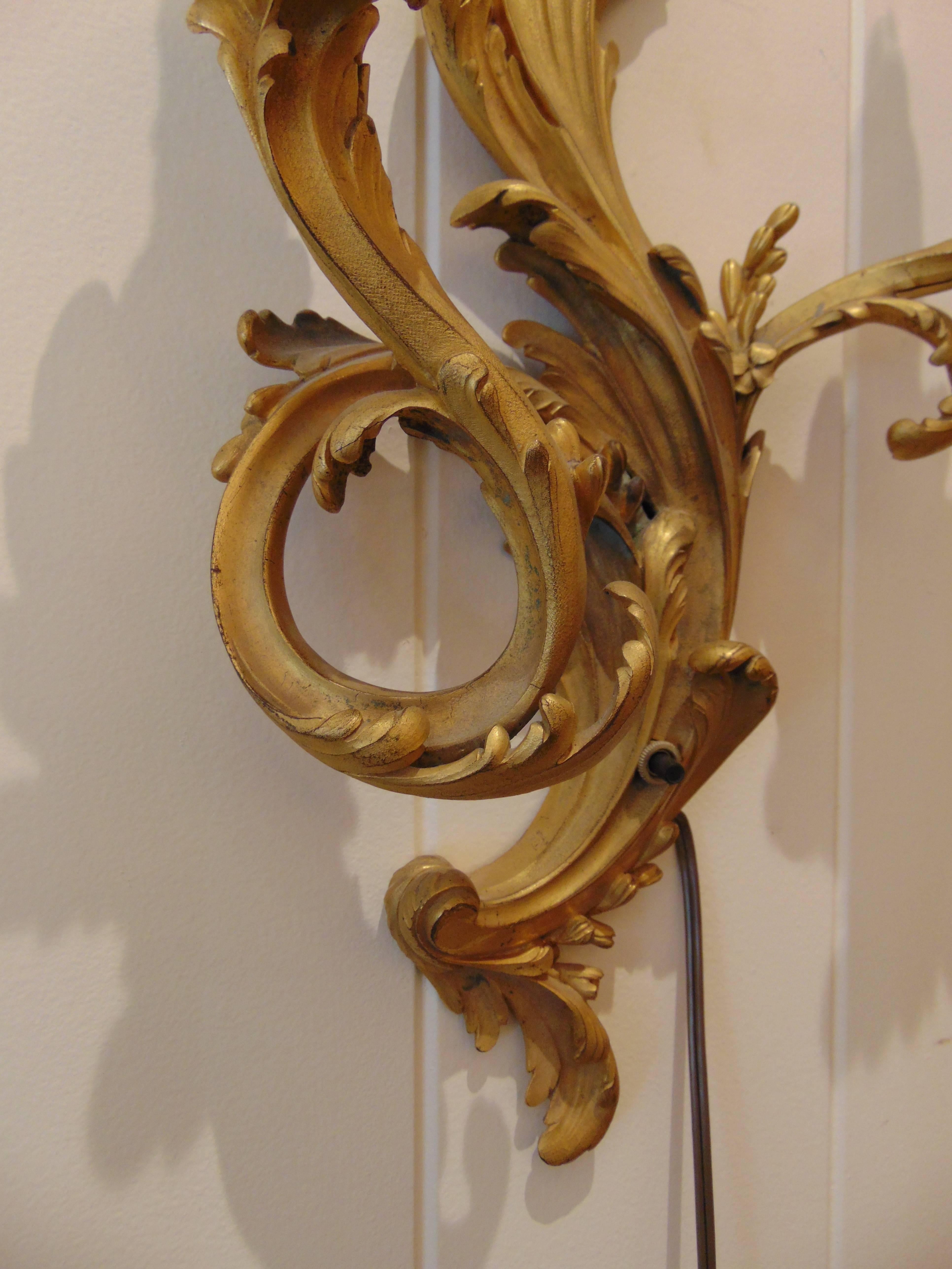 French Louis XVI Electrified Bronze Sconce For Sale