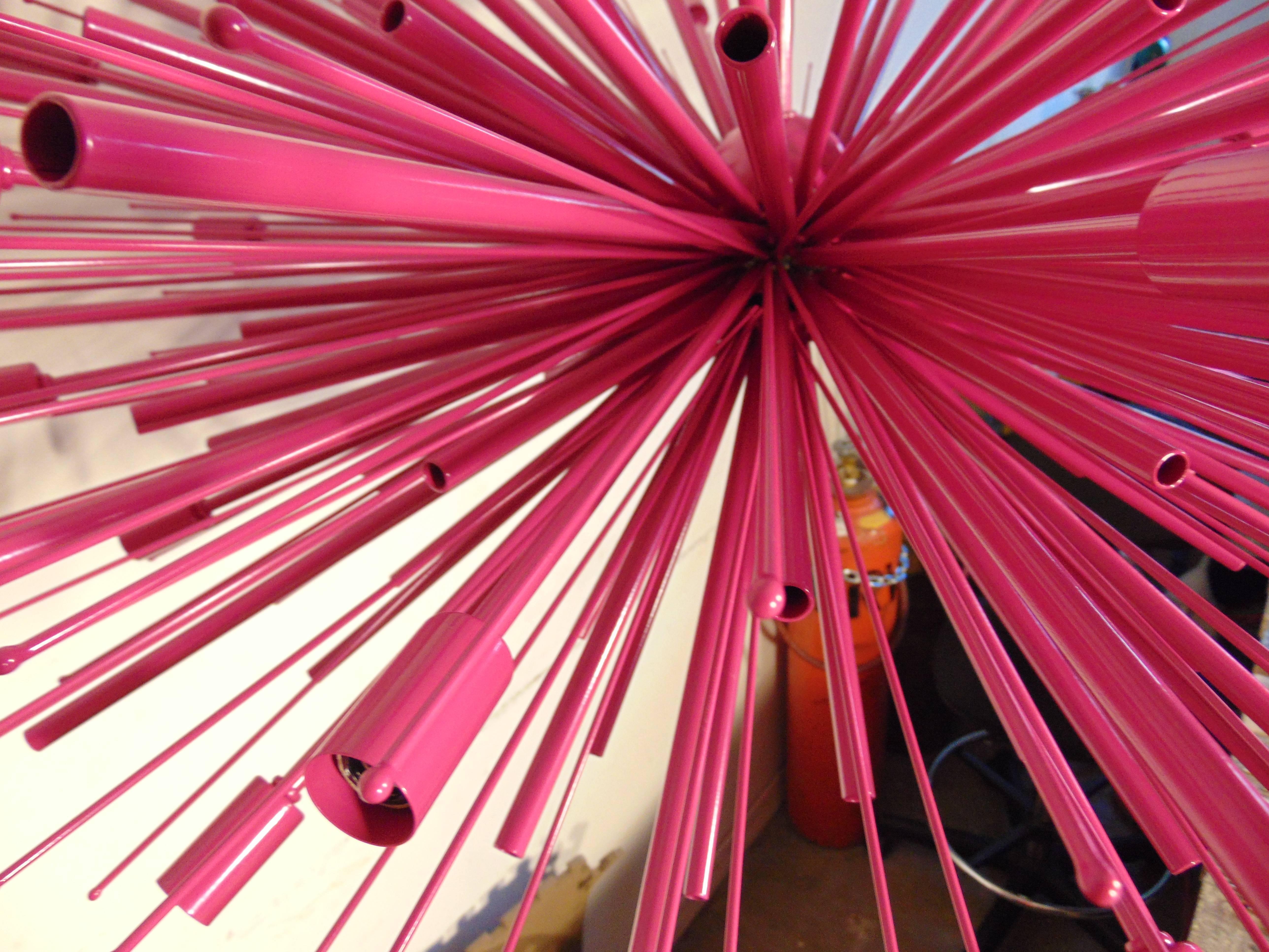 Powder-Coated Wild Fuchsia Supernova by Lou Blass , made in the USA, with 24 lights For Sale