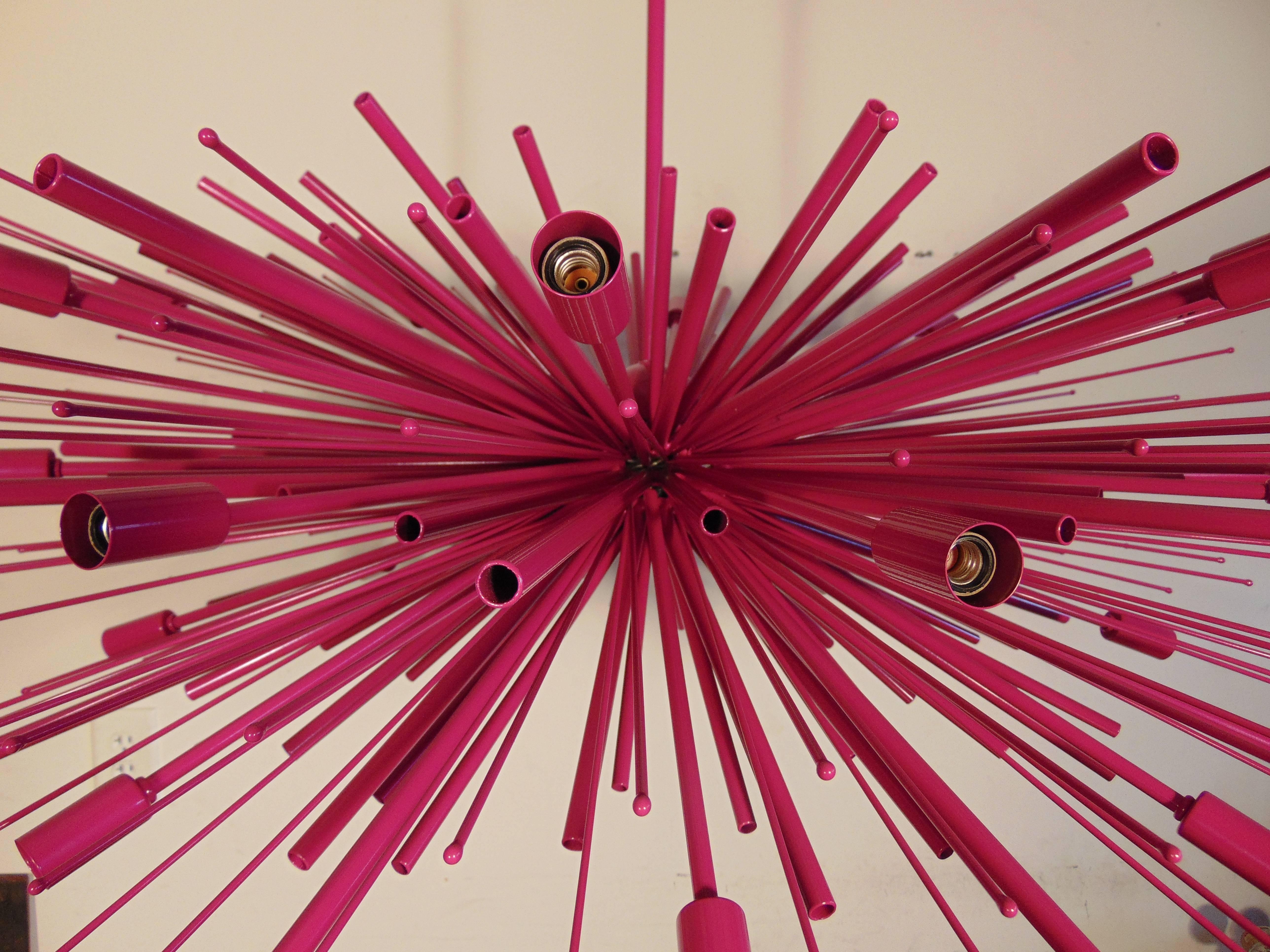 Wild Fuchsia Supernova by Lou Blass , made in the USA, with 24 lights For Sale 1