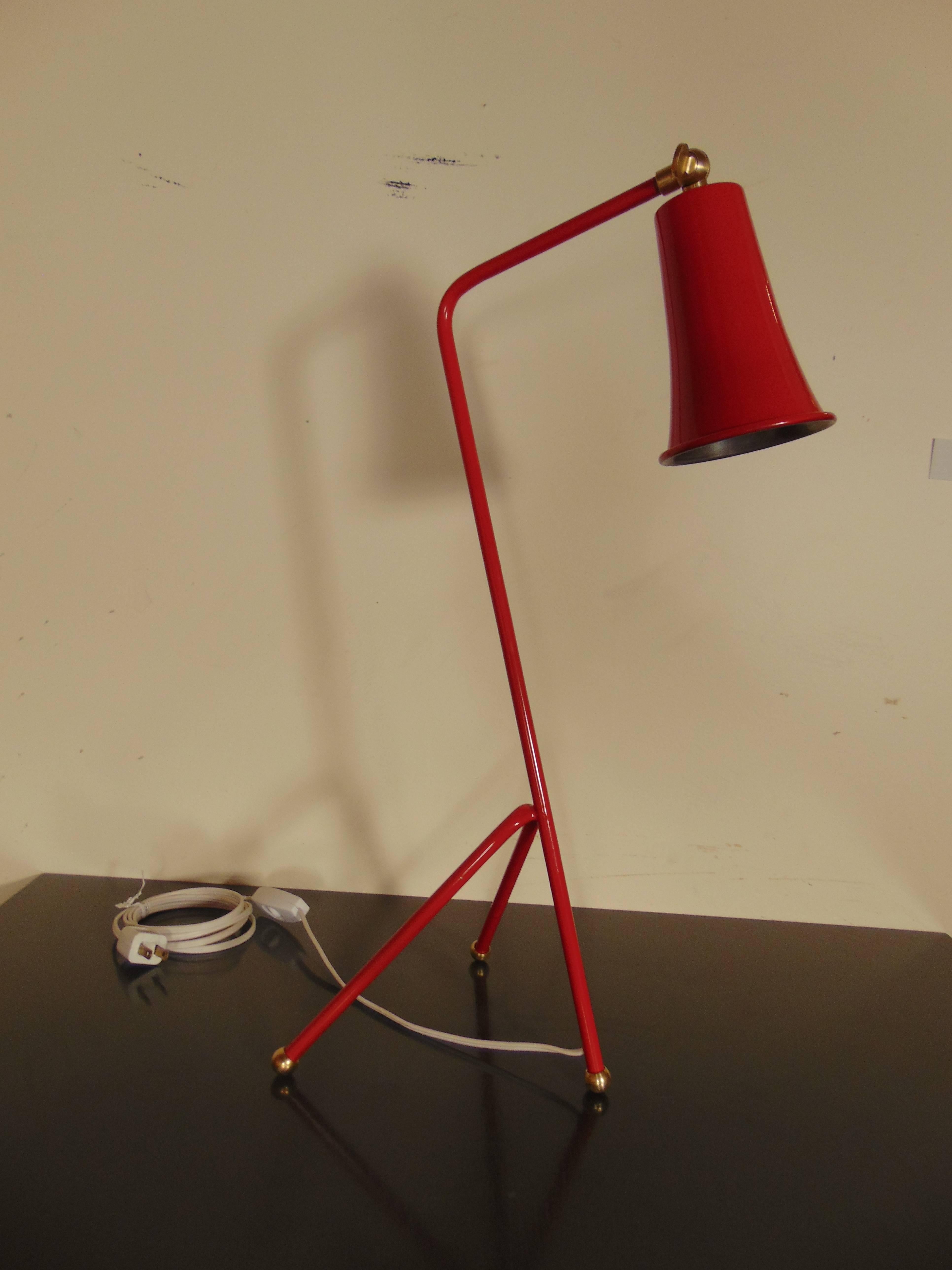 American Vanguard Table Lamp, made in America, in Red by Lou Blass For Sale