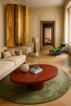 Large Ox-blood Red 'rosso Levanto' Oval Marble Coffee Table, Italy 1980