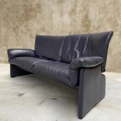 Leather "Palmaria 709" 2-Seater Sofa by Vico Magistretti for Cassina, Italy 1980