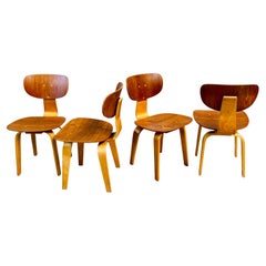 Retro 4 x Pastoe SB02 Dining Chairs by Cees Braakman Netherlands 1950
