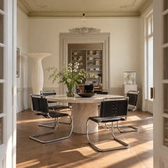 4 x Bononia Leather Dining Chairs Mr Series Mies Van Der Rohe Italy 1970
