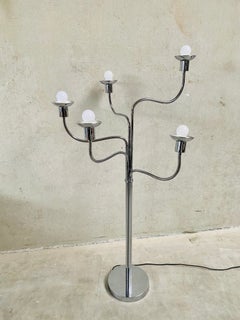 Retro Mid-Century 5 Flexible Arm Floor Lamp Style Pierre Folie for Jacques Charpentier