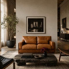 Cognac Leather 2-Seater Sofa by MarCo Milisich for Baxter, Italy, 1970