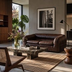 Mid-Century Brown Leather Two-seater Sofa, Italy 1970