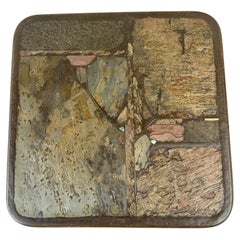 Mesa de centro brutalista de pizarra cuadrada, de Paul Kingma, Países Bajos, 1990