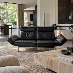 Divano relax De Sede DS-450 in pelle nera, design di Thomas Althaus, Svizzera
