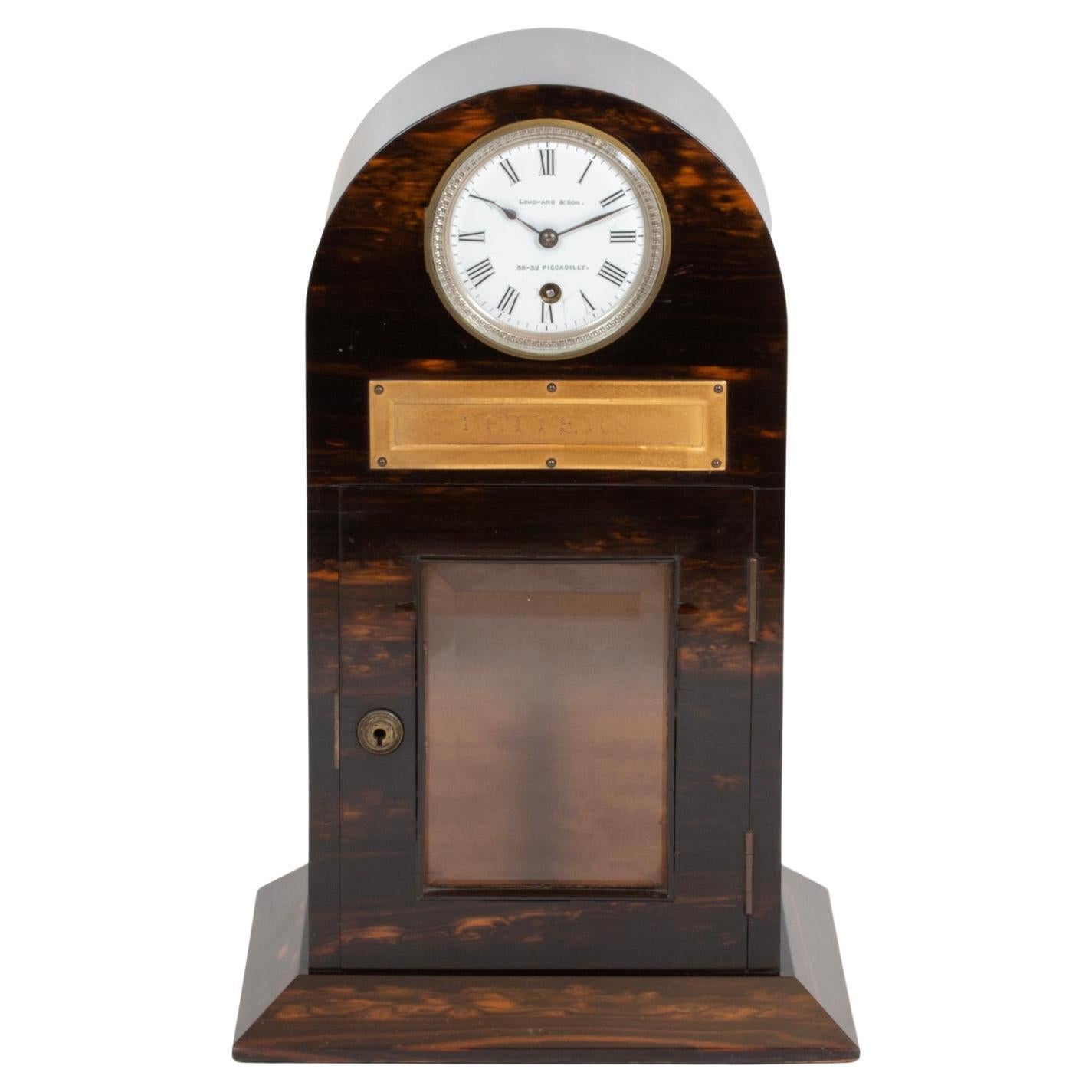 Antica cassetta delle lettere inglese vittoriana Coromandel Clock Chapman and Leuchars in vendita