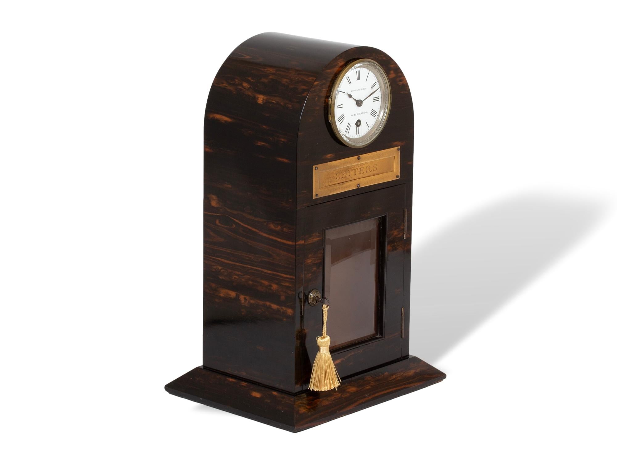 Inglese Antica cassetta delle lettere inglese vittoriana Coromandel Clock Chapman and Leuchars in vendita