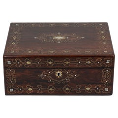 Antique English Rosewood Inlaid Jewellery Box