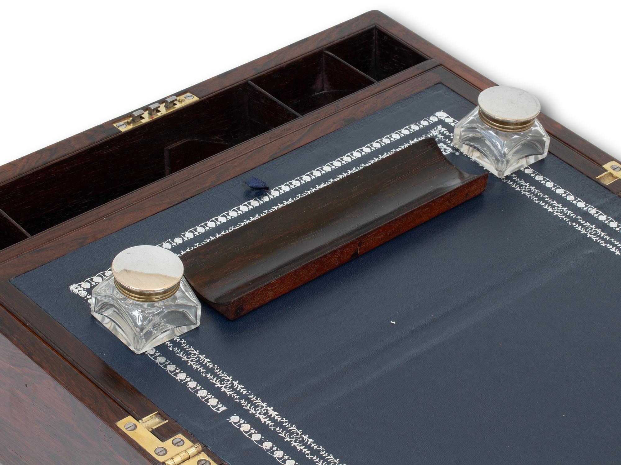 Antiker Palisander-Schreibkasten mit Intarsien von Hausburg im Angebot 7