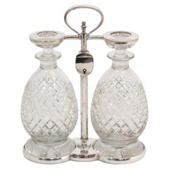 English Art Deco Silver Plated Twin Decanter Tantalus by Hukin & Heath
