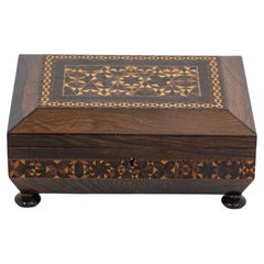 Antique English Georgian / Early Victorian Tunbridge Ware Sewing Box