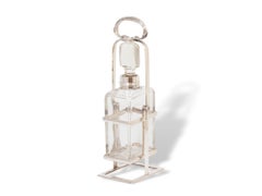 Decanter ribaltabile in stile Art Nouveau inglese con montatura in argento, realizzato da Hukin & Heath