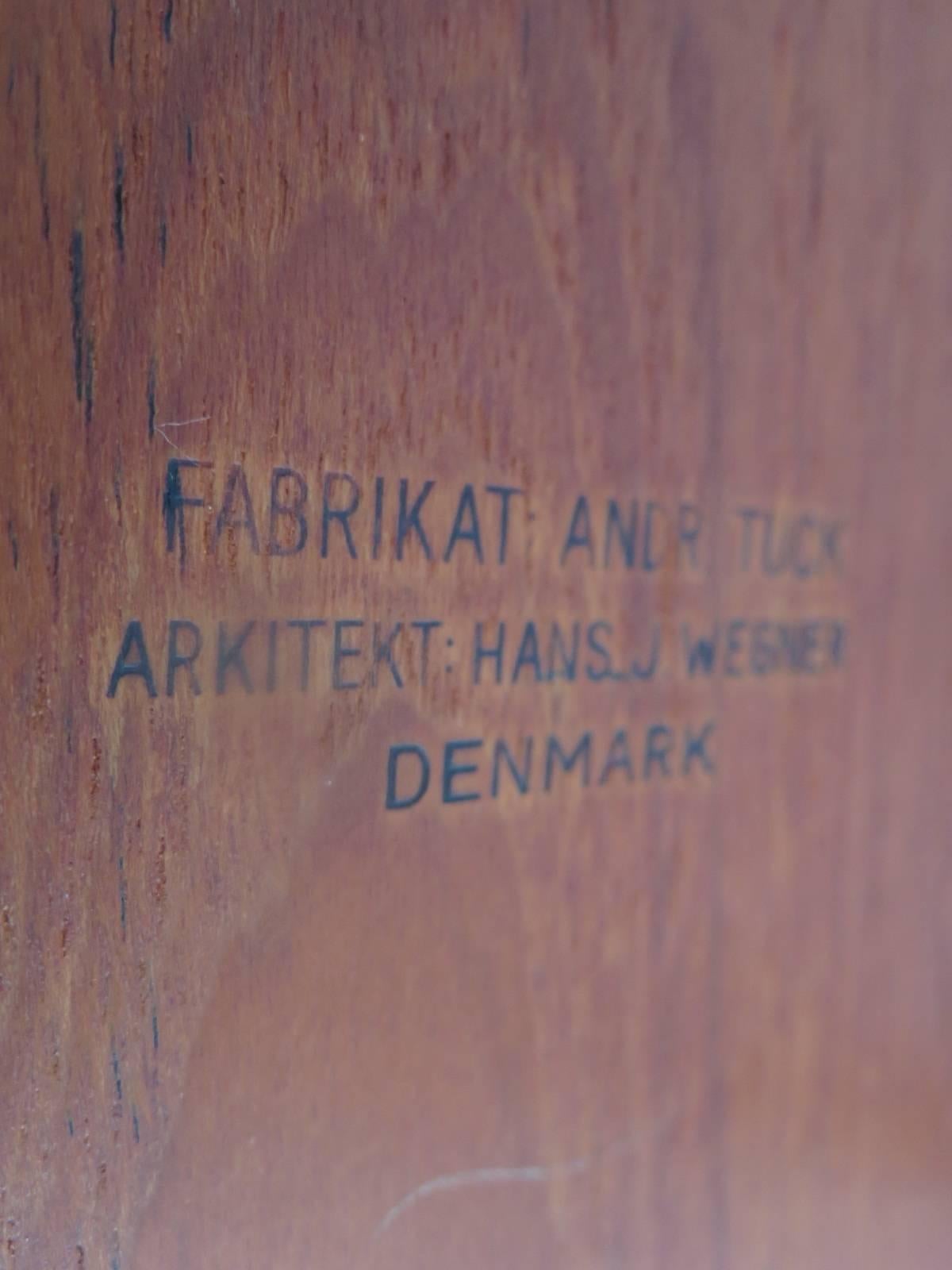 Hans Wegner Occasional Table for Andreas Tuck with Brass Stretchers In Good Condition For Sale In St.Petersburg, FL
