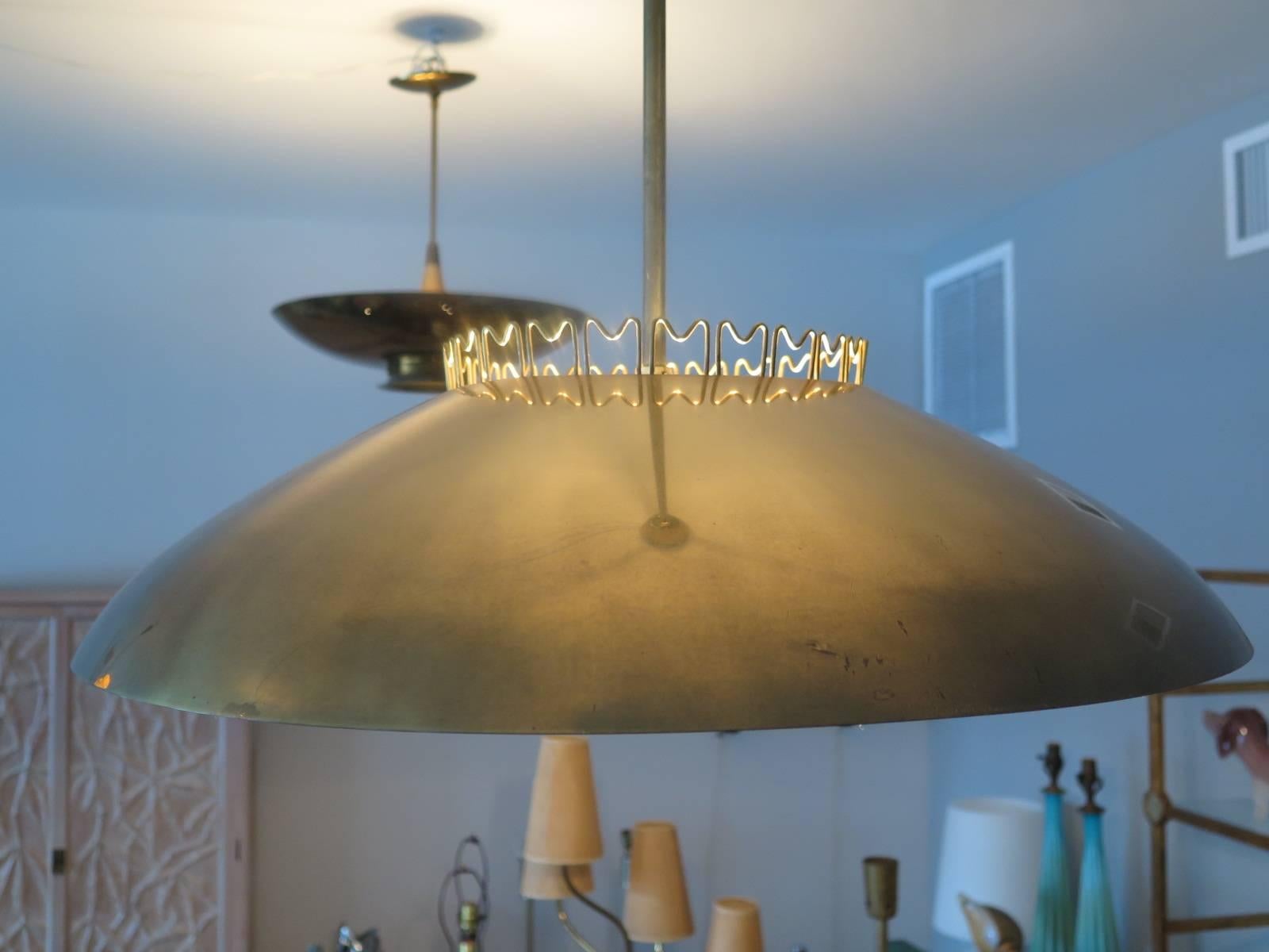 Finnish Brass Chandelier by Lisa Johansson-Pape  for Orno, Finland, 1950's.