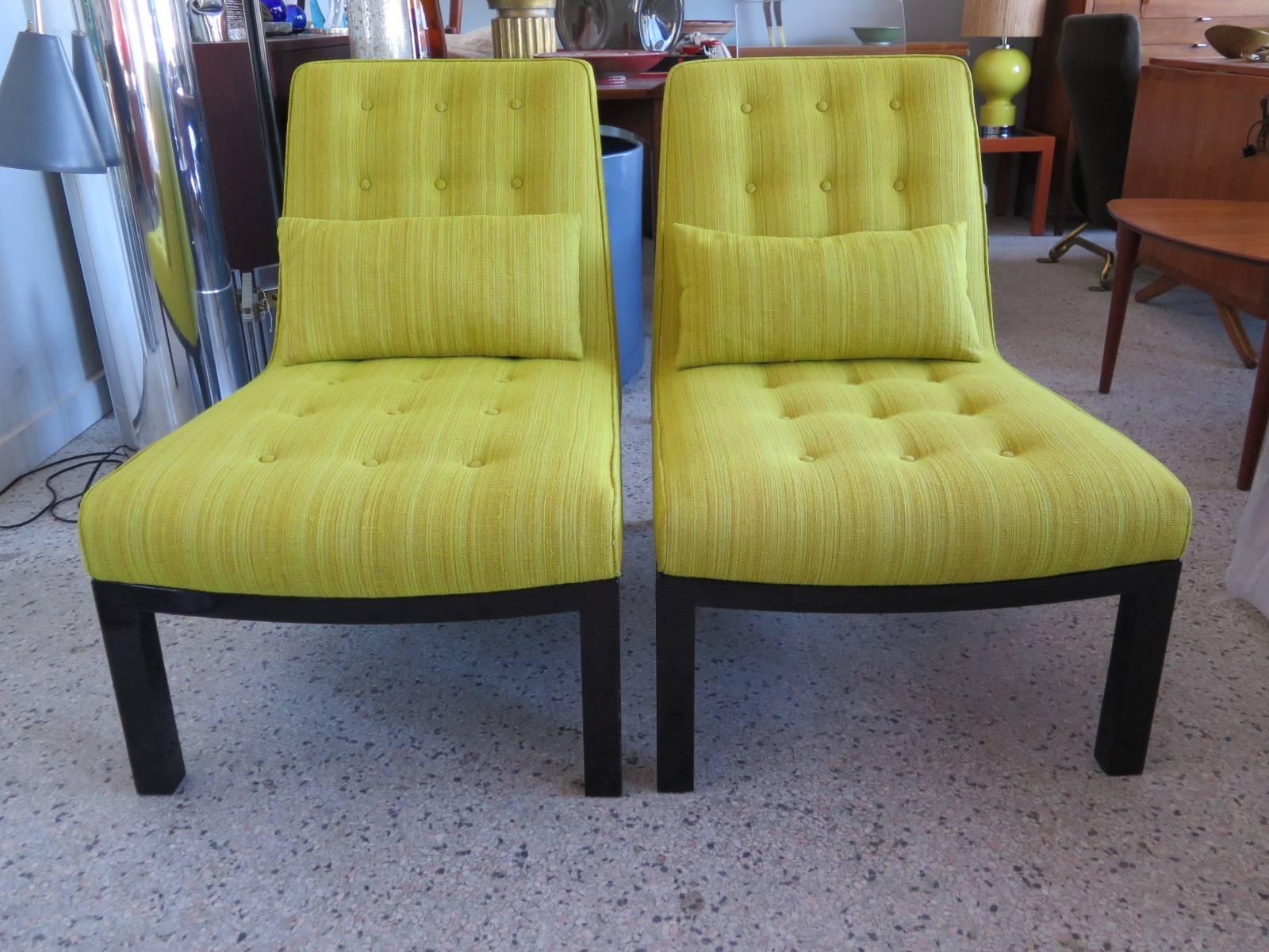 Pair of Edward Wormley for Dunbar Slipper Chairs For Sale 2
