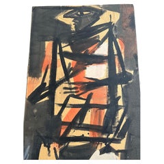 Un dessin moderniste à l'encre et à la gouache de Vaclav Vytlacil, vers 1945