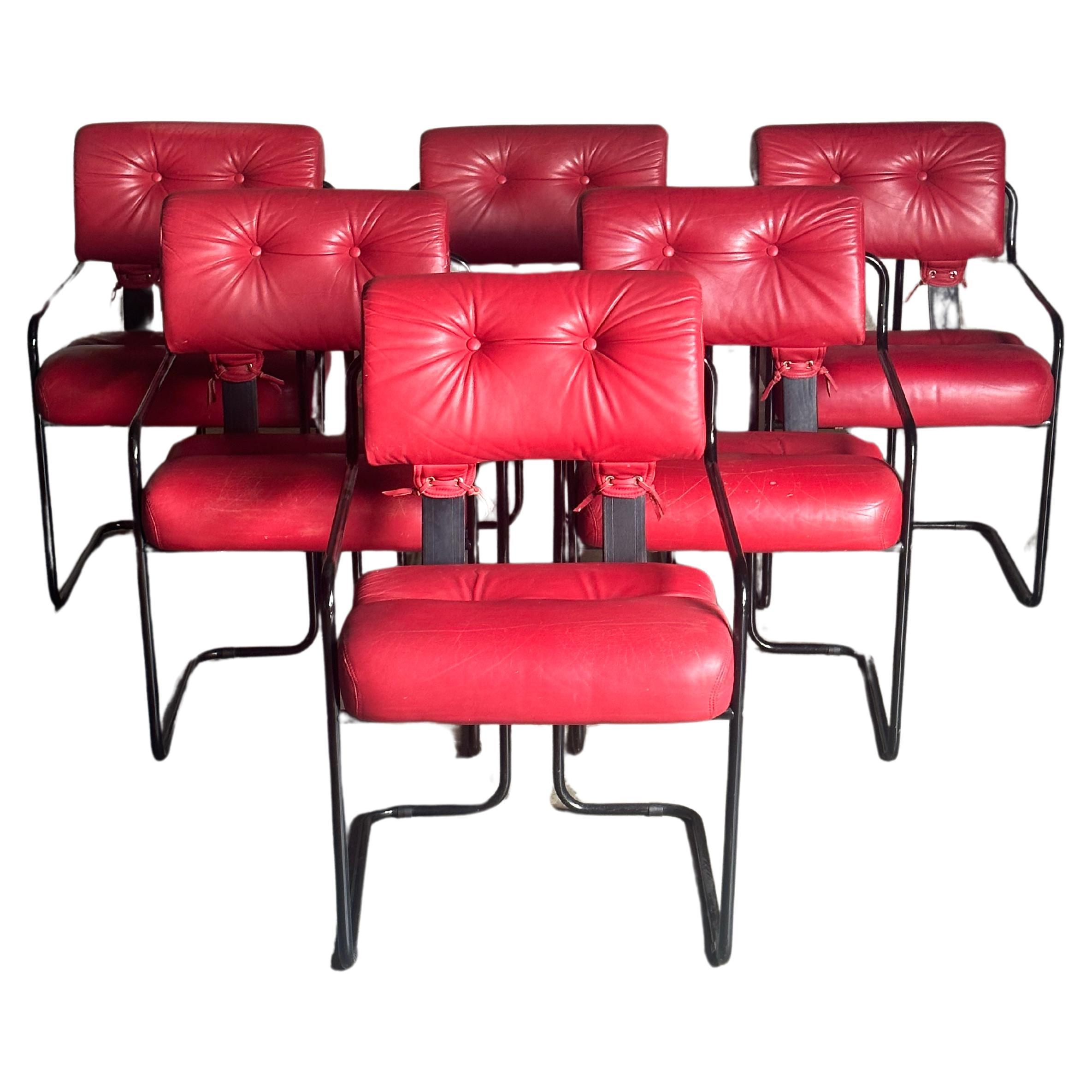 Tucroma Chairs by Guido Faleschini for I4 Mariani, Red Leather- Set of 6