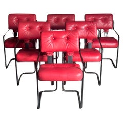 Tucroma Chairs by Guido Faleschini for I4 Mariani, Red Leather- Set of 6