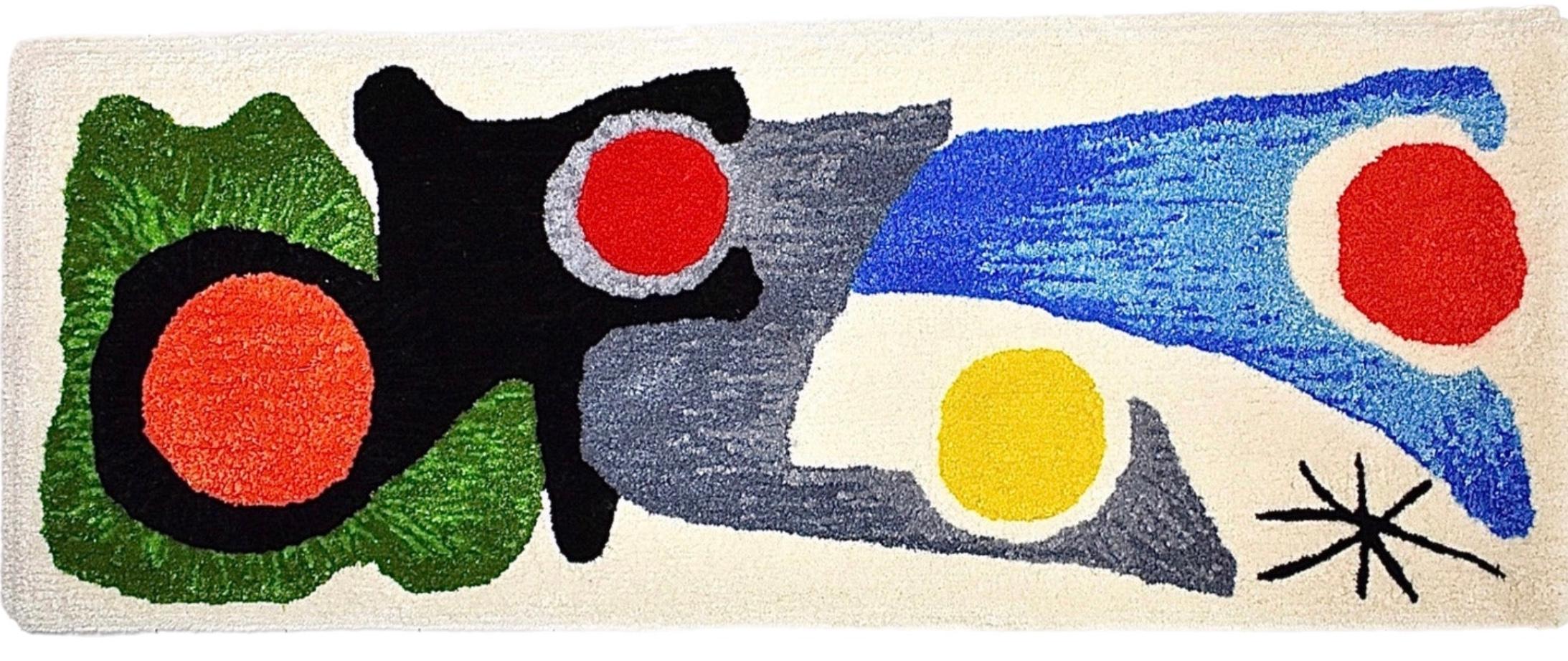 Handmade Rya Rug Type Insp Calder Miro Matisse Modern Art Wall Hanging Tapestry im Angebot 3