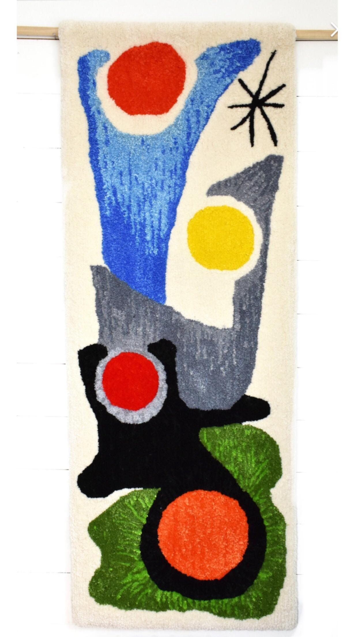 Handmade Rya Rug Type Insp Calder Miro Matisse Modern Art Wall Hanging Tapestry im Angebot 5