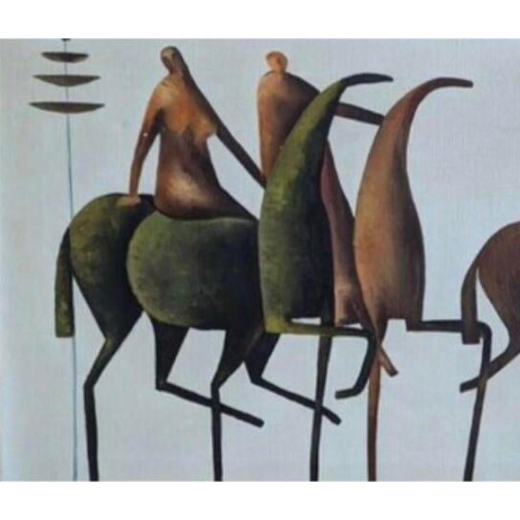 Mid-Century moderno Originale metà secolo moderno Etrusco Cavallo Guerrieri Bayuex Stile Stareck incorniciato in vendita