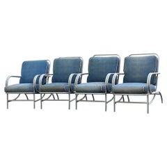 A Set Of Four Streamline Art Deco Lounge Chairs ca' 1950's Outdoor