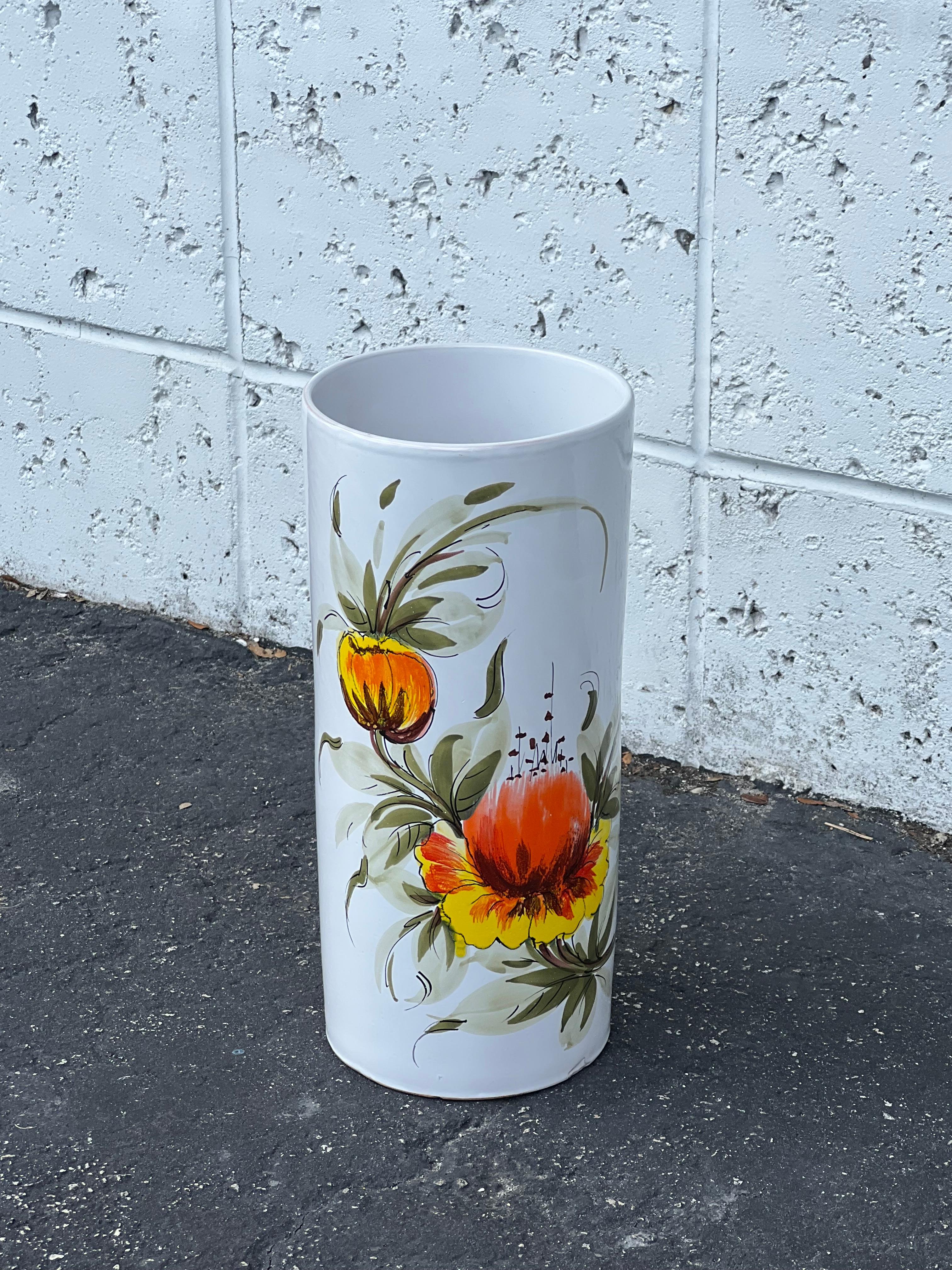 Mid-Century moderno Portaombrelli in ceramica anni '70 dipinto a mano in vendita