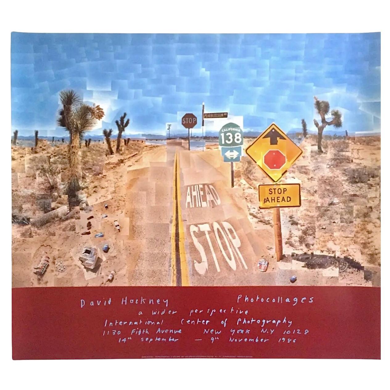 David Hockney 1986 Pear Blossom Highway Cartel litográfico original de la exposición