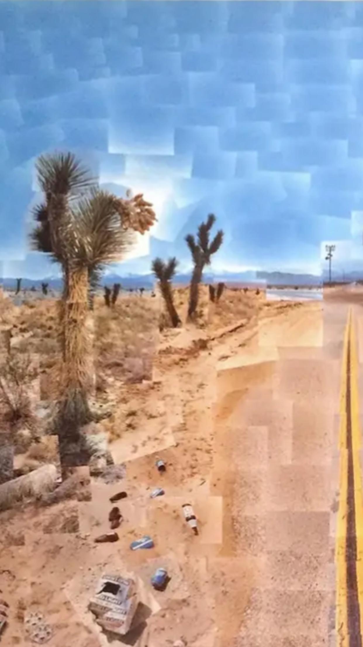 Mid-Century Modern David Hockney 1986 Pear Blossom Highway Affiche lithographique d'exposition originale en vente