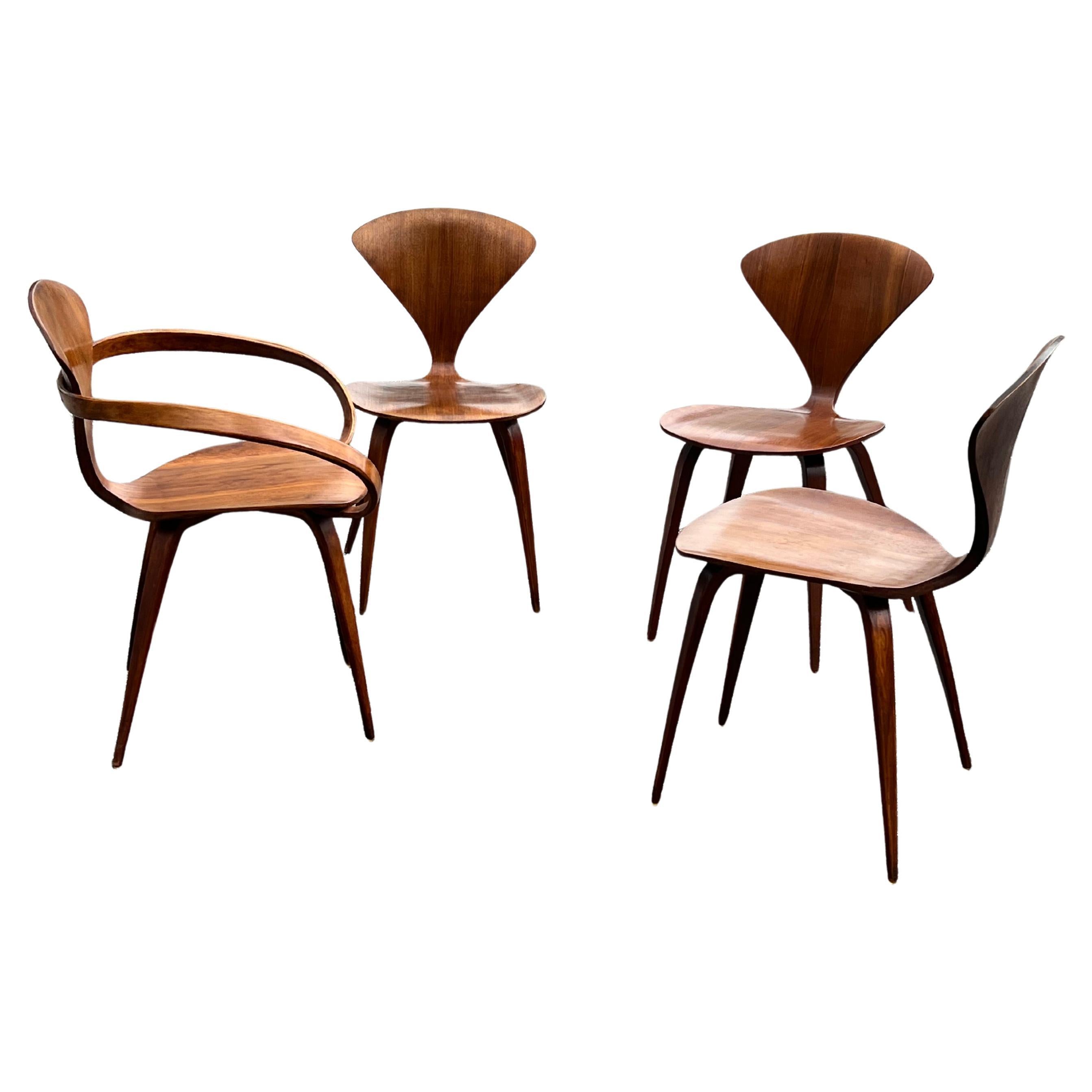 Chaise à bras Plycraft vintage de Norman Cherner  et deux chaises d'appoint vers 1950