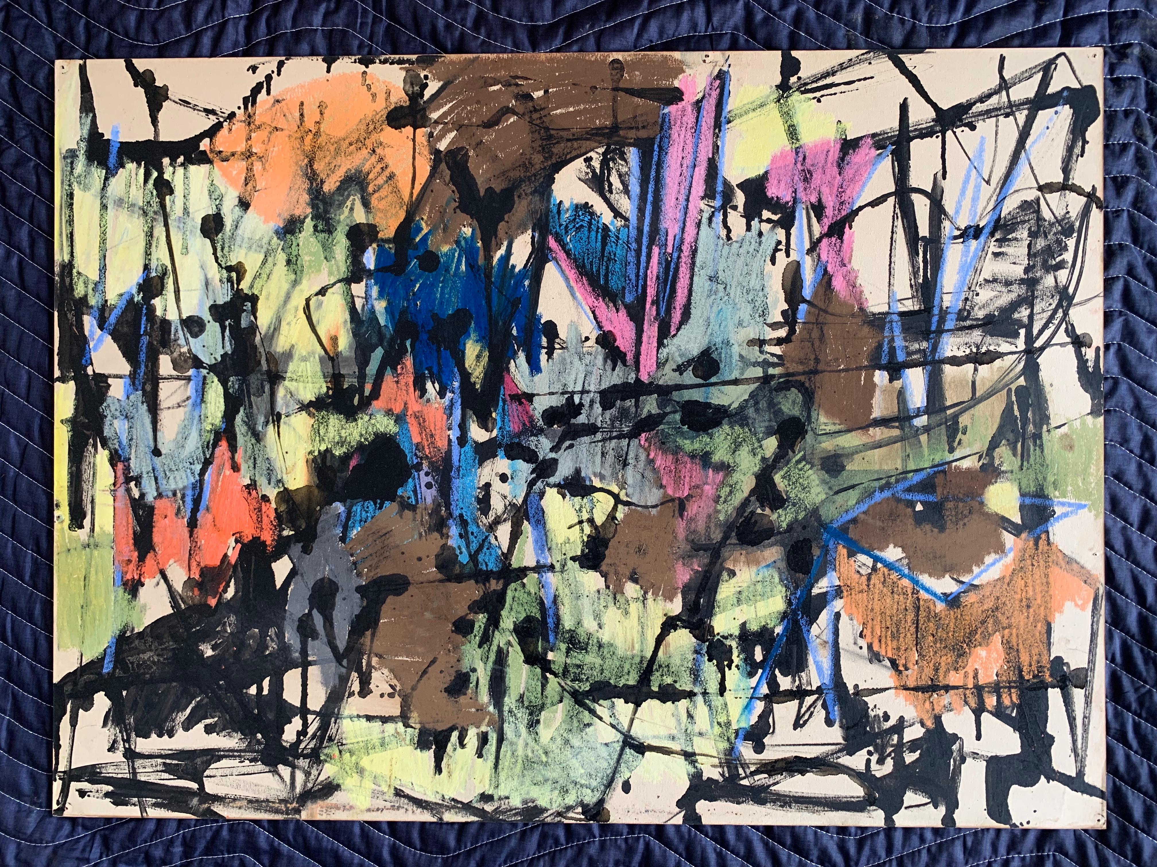A fantastic and beautiful Esteban Vicente abstract expressionist drawing from the late 1950s. Exhibited at Leo Castelli (4 E.77th st. Gallery). Purchased from an artist friend of Vicente. A note about the artist: Vicente had his first one-man