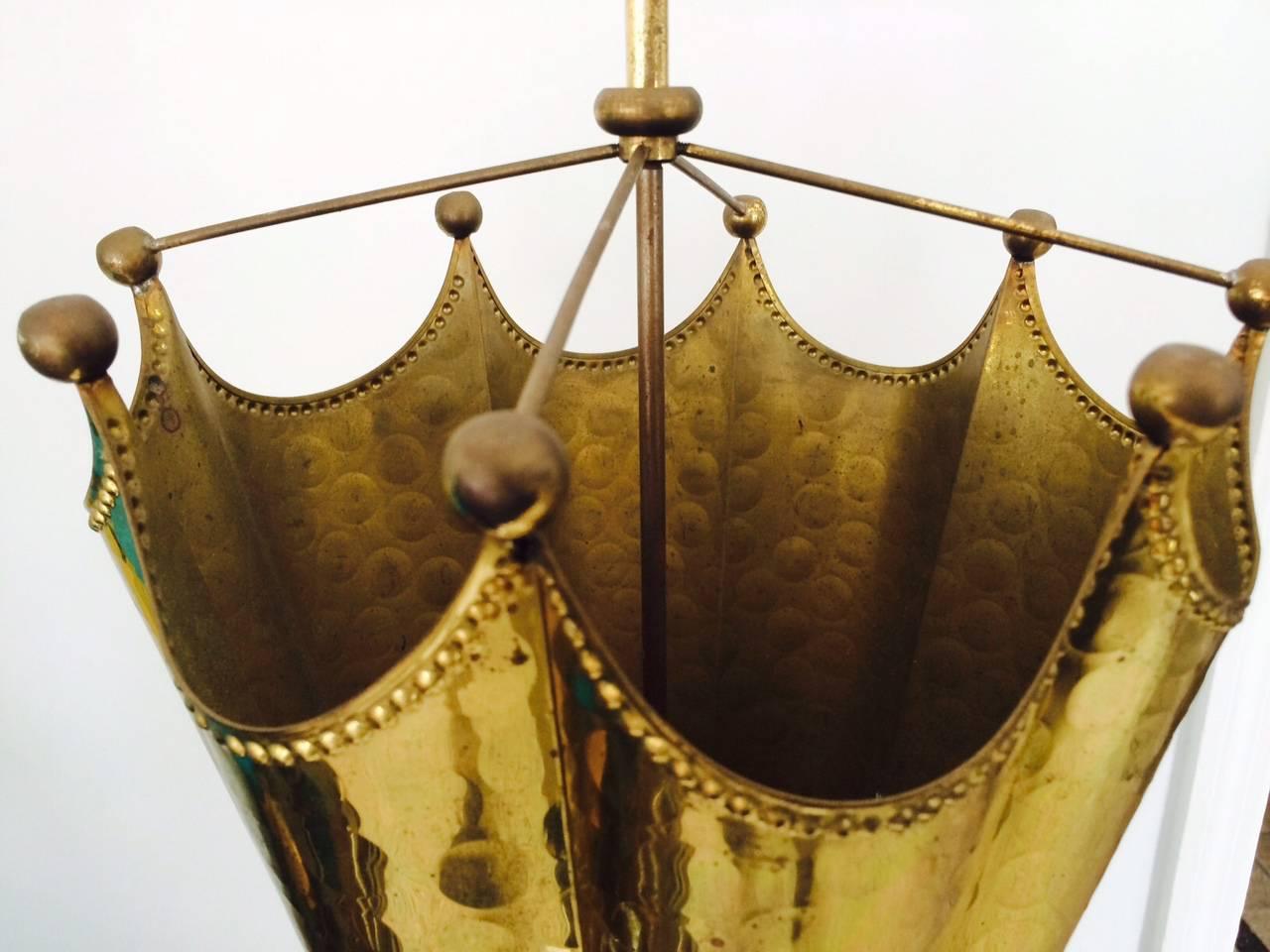 An unusual, vintage 1970s brass umbrella stand.