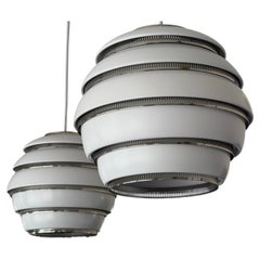 A Pair Of Alvar Aalto Beehive Lamps Model A331 Finland White Pendants