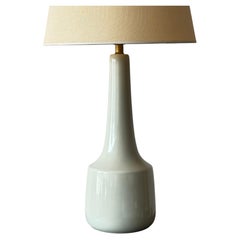 Vintage Lotte And Gunnar Bostlund Ceramic Bone Gray Lamp With Crackle Finish MCM