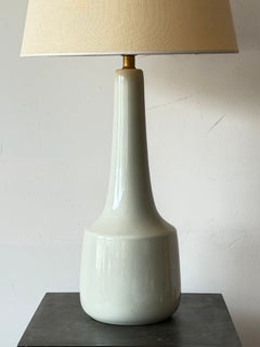 Vintage Lotte And Gunnar Bostlund Ceramic Bone Gray Lamp With Crackle Finish MCM