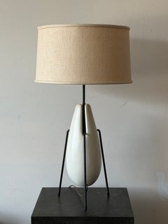 Ben Seibel For Raymor Wrought Iron And Ceramic Tripod Modernist Lamp 1950's