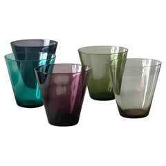 Ensemble de 5 verres « Nuutajarvi » de Kaj Franck, MCM, Finlande, vintage !